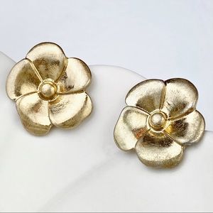 Gold Flower Statement Earrings
